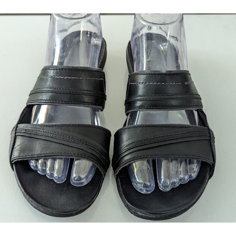 Merrell Leather Slide Sandals Women’s Sz 8 Piccolo Black Slip On Performance